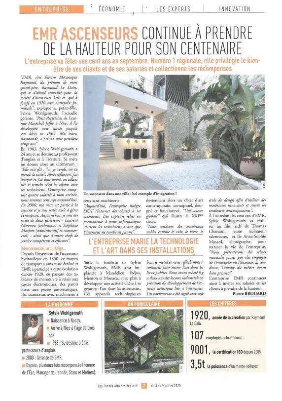 Les Petites Affiches - EMR Ascenseurs 1ere page