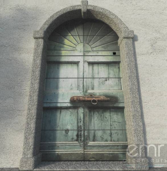 porte sectionnelle style bois ancien sculpté