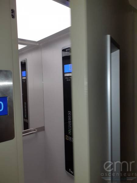 emr ascenseurs - bouton palier et boite, boutons cabine, miroir mi hauteur