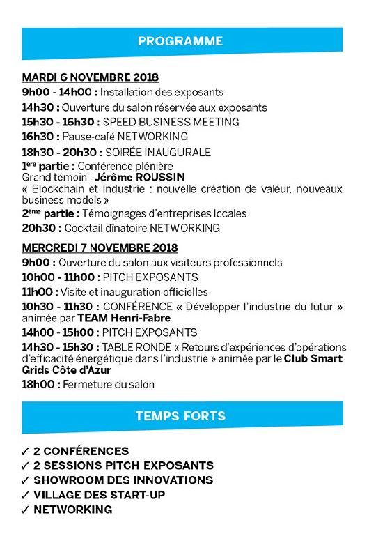 Salon INDUSTRIA le 6 et 7 Novembre au Palais des Expositions à Nice