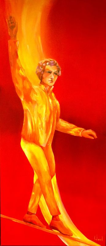 Tableau : Le funambule : personnage et couleur font l’image de l’homme moderne